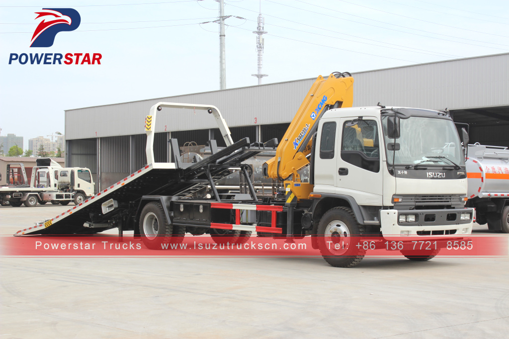 Brand New Condition ISUZU FTR Recovery Flatbed Tow wrecker truck with boom crane For Sale