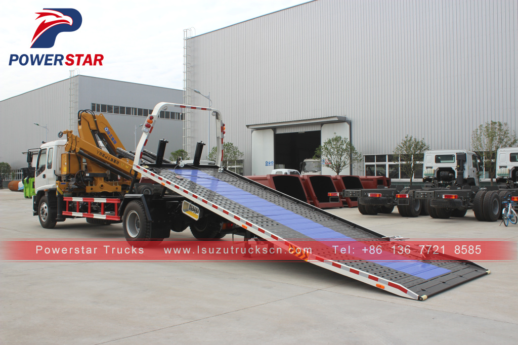 Brand New Condition ISUZU FTR Recovery Flatbed Tow wrecker truck with boom crane For Sale