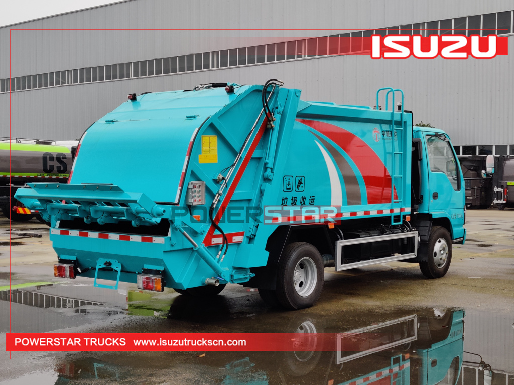 Mongolie Nouveau camion compacteur de déchets hydraulique ISUZU 4-5 tonnes NKR NPR 130HP à vendre
