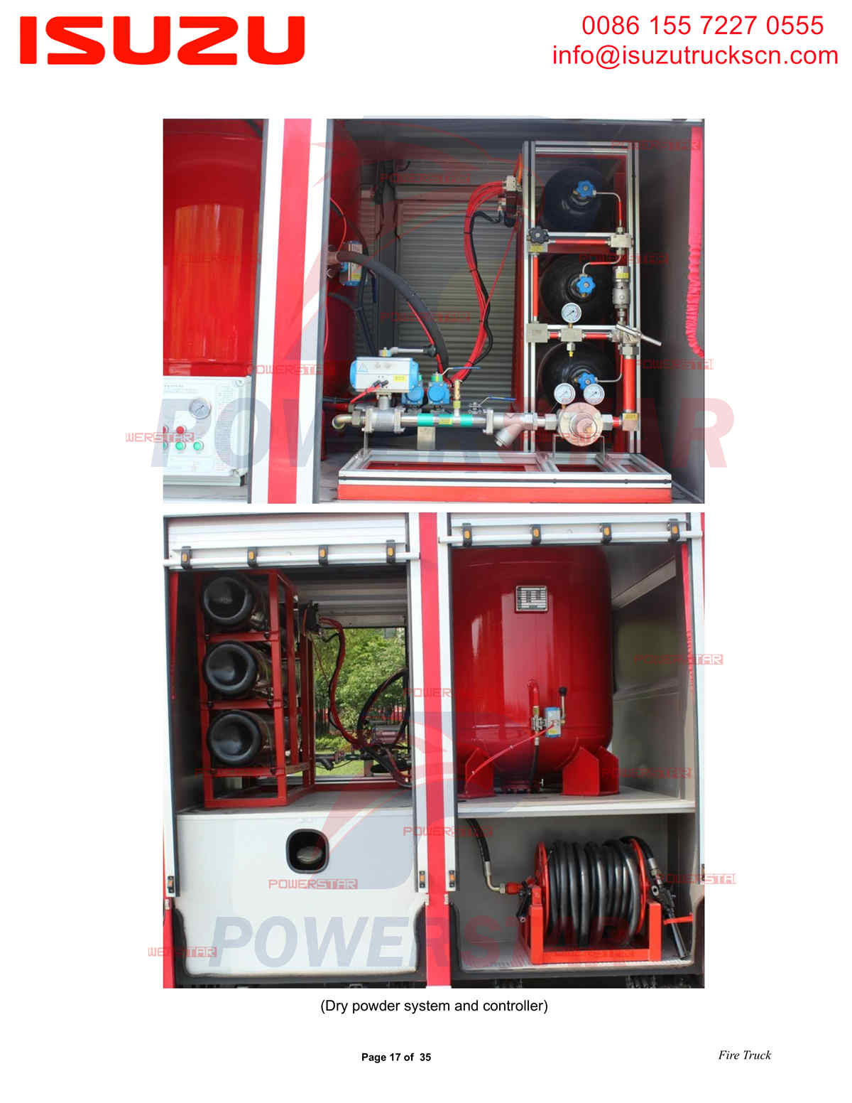 C:\fakepath\POWERSTAR TRUCKS ISUZU FVR Camion de pompiers à eau, mousse et poudre