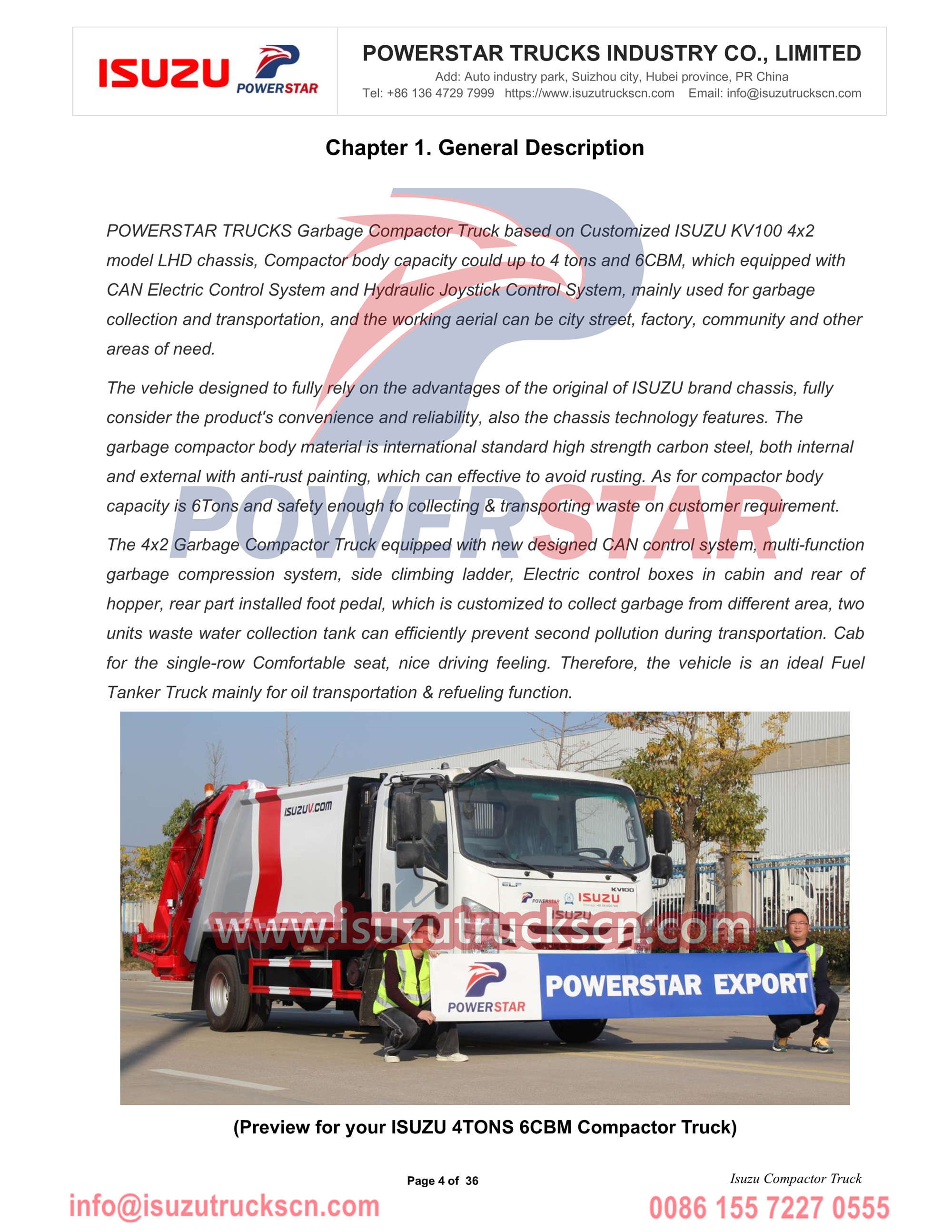 Manuel d'exportation de camion compacteur de déchets ISUZU NPR en Moldavie