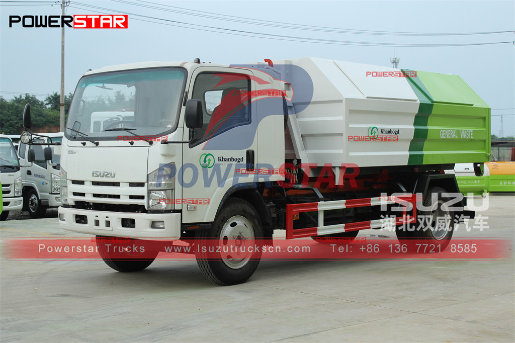 ISUZU 12CBM chargement de conteneurs manuel d'utilisation de camion à ordures exportation vers la Mongolie
