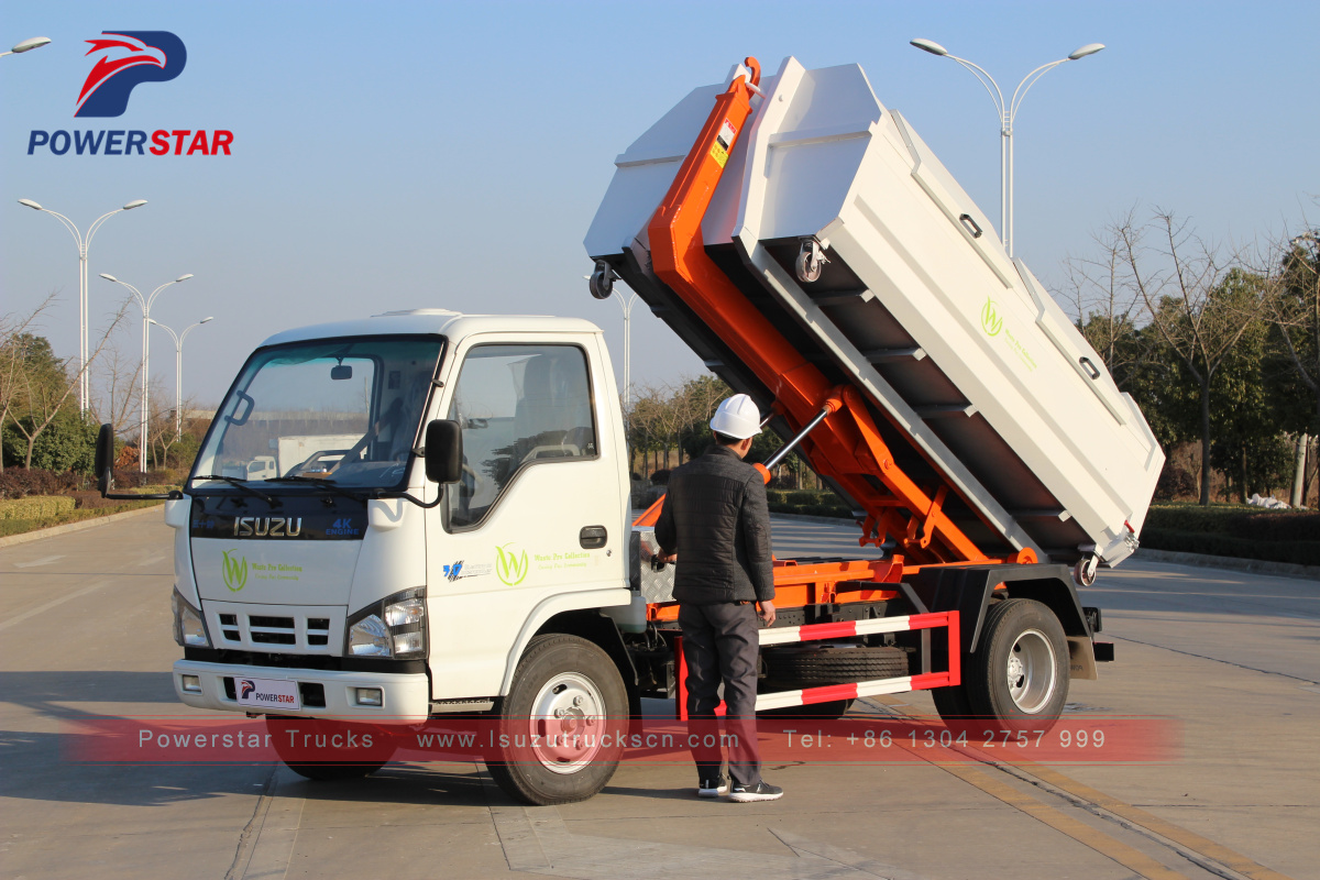 3tons 5tons hooklift refuse collection camion à ordures isuzu