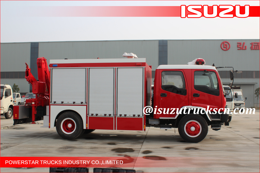 2015 Isuzu Lighting Emergency Rescue Vehicle Fire Truck with Truck Crane 