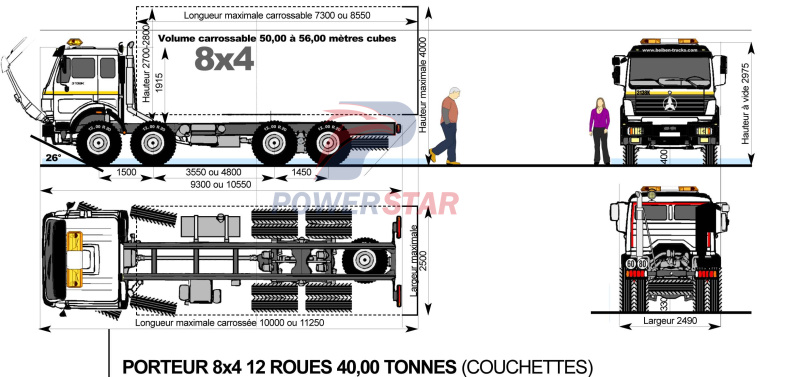 Petrol Tanker Truck Beiben (30,000 Liters) technical drawing