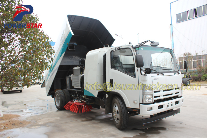 Japanese brand High performance road sweeping vehicle Isuzu NPR with 10cbm pictures