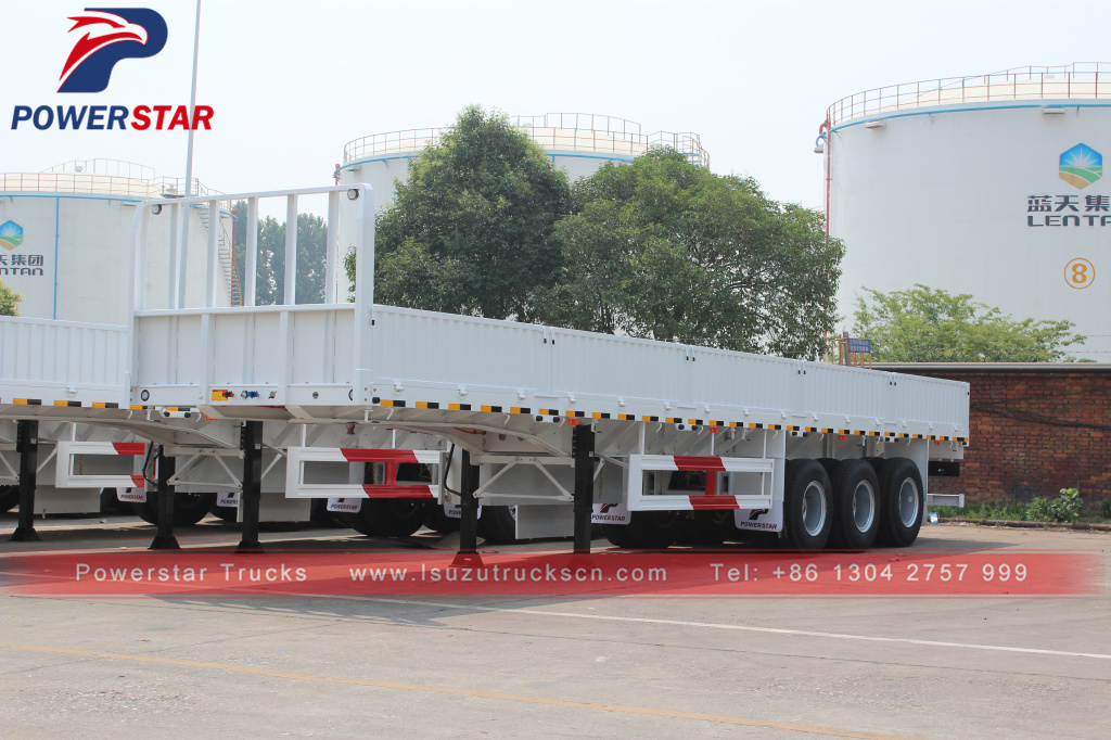 China low price 40 Ton Flatbed Trailer With Side Board Wall Cargo Semi Trailer For Sale
