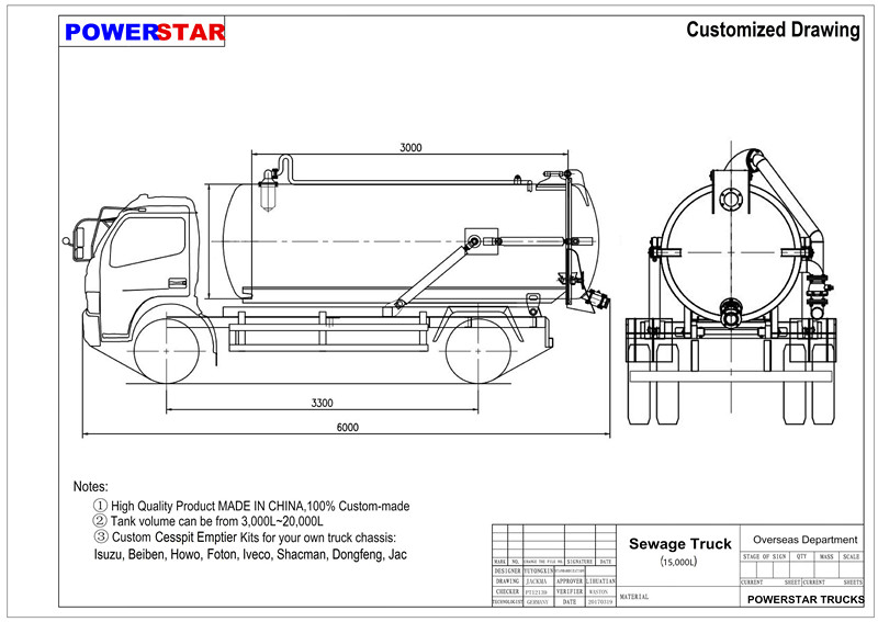 drawing for vacuum tank trucks Isuzu