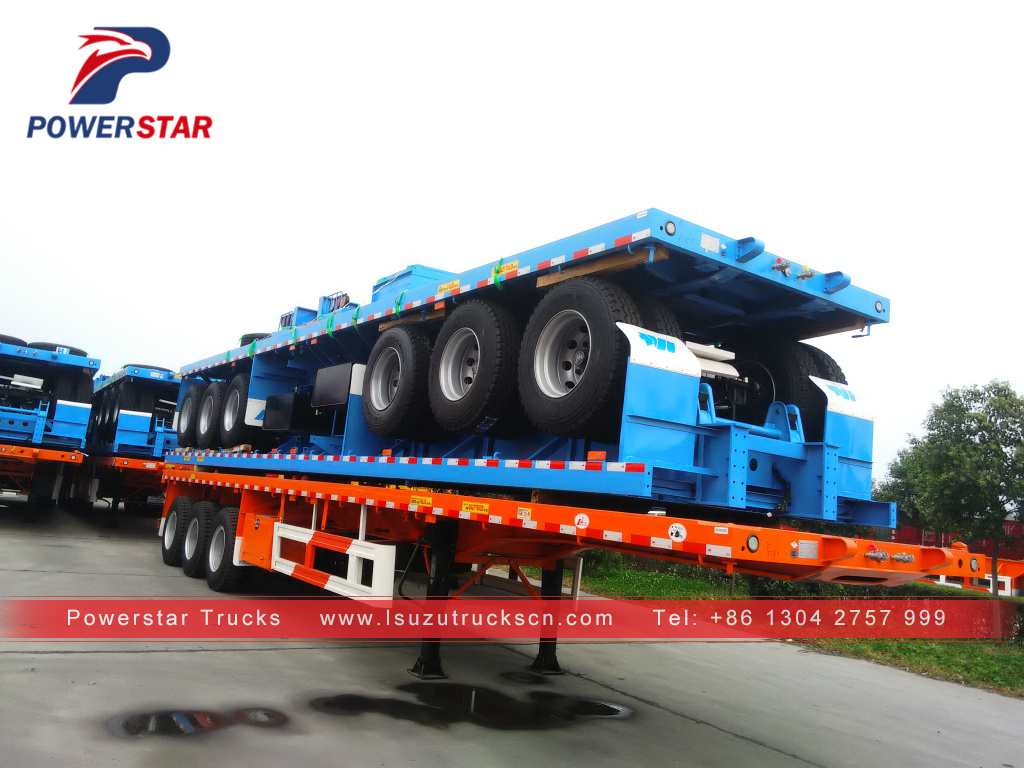 Powerstar brand 40ft 3-axle flatbed semi-trailer for carry container