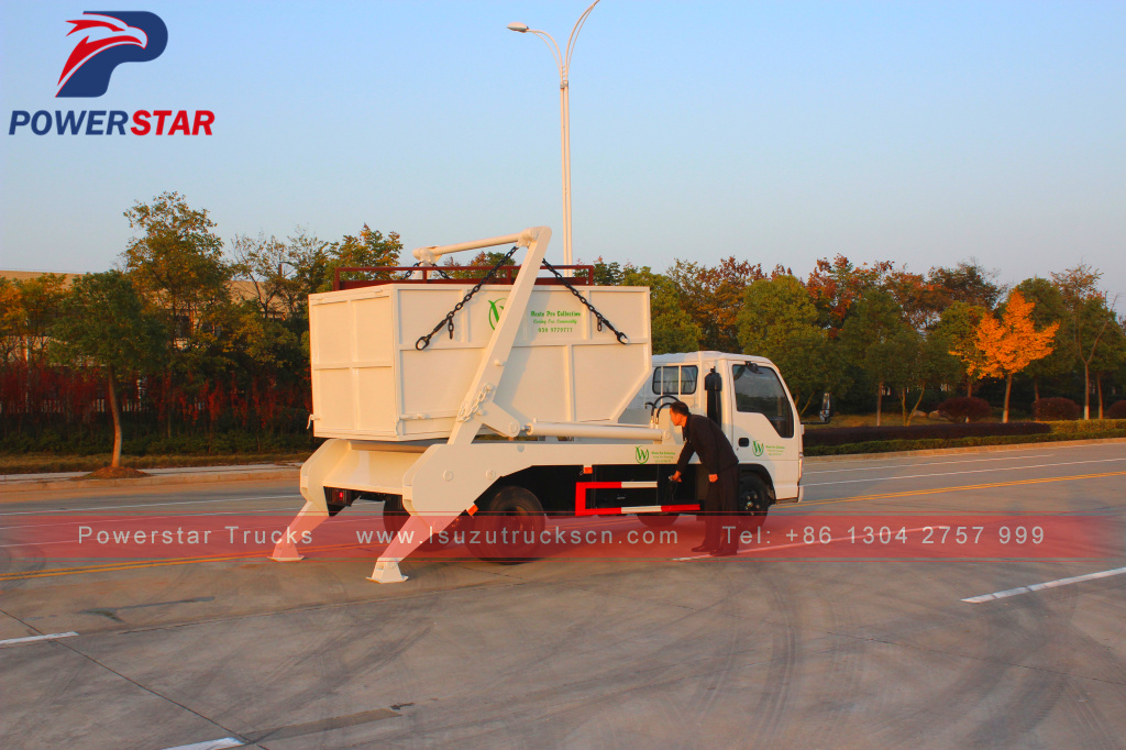 3tons 5tons side loader Isuzu swing arm container garbage truck 