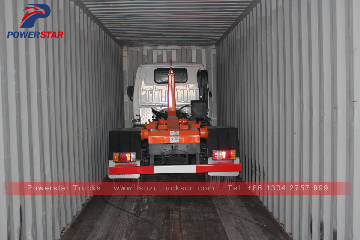 4m3 Isuzu self loading Hook lift garbage truck for sale