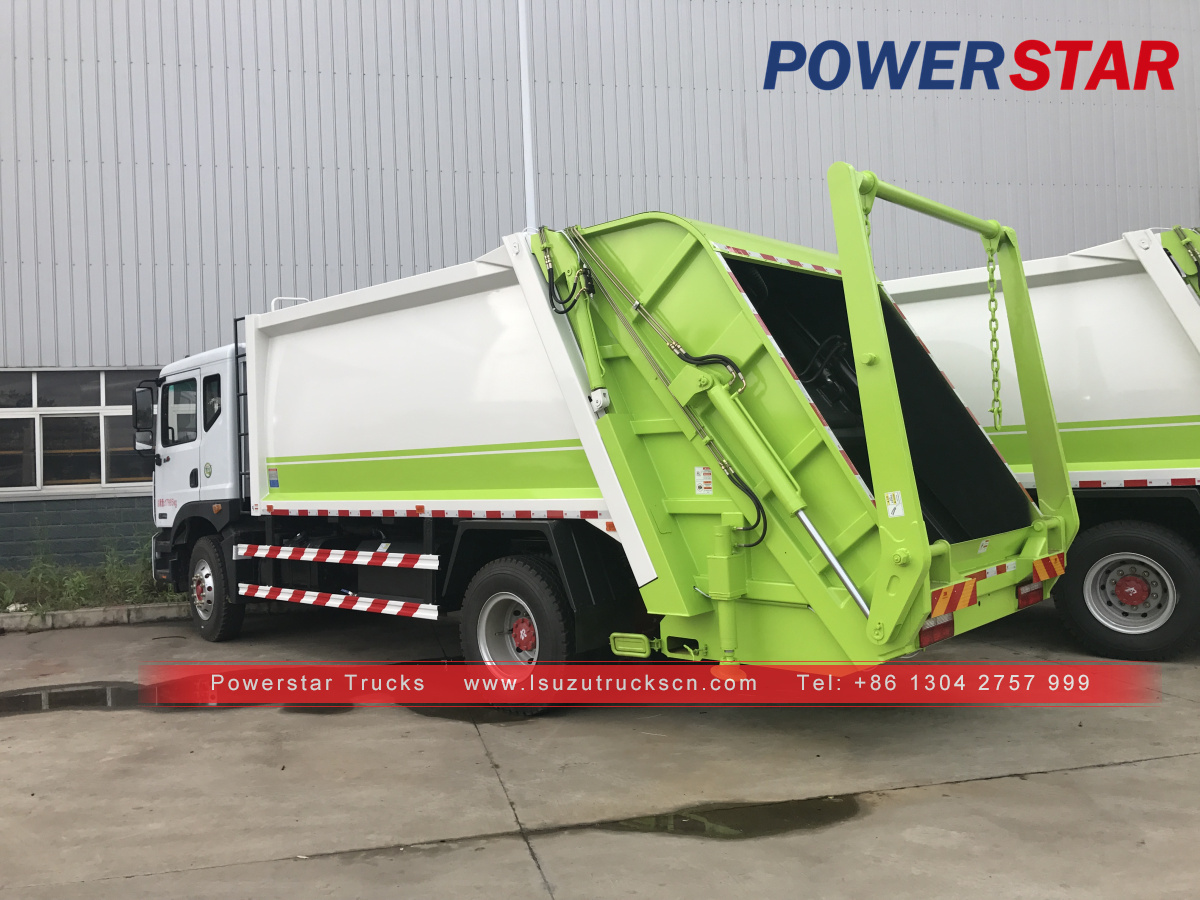 Venezuela 12m3 Rear loader Isuzu Hydraulic Pressing Garbage Trucks for sale