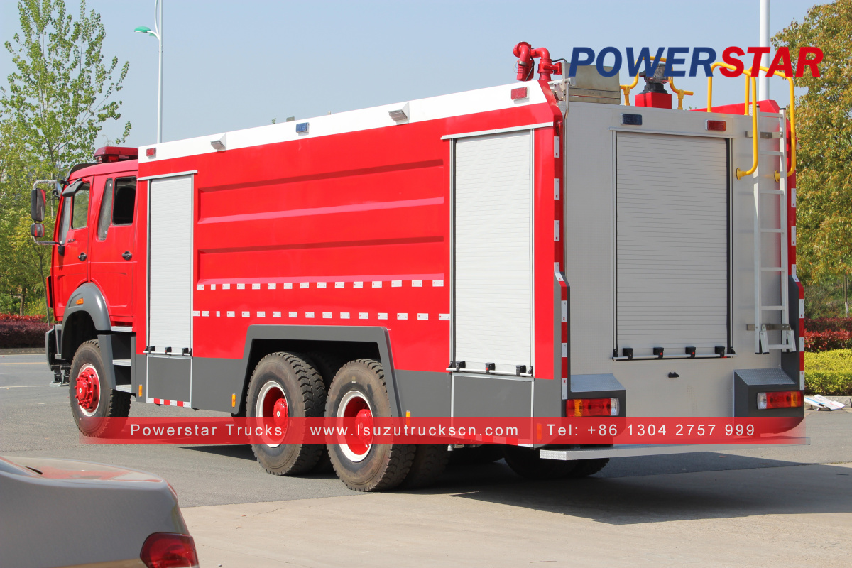 China 6x4 10000L-15000L Beiben water foam tank fire fighting truck exported to Uganda