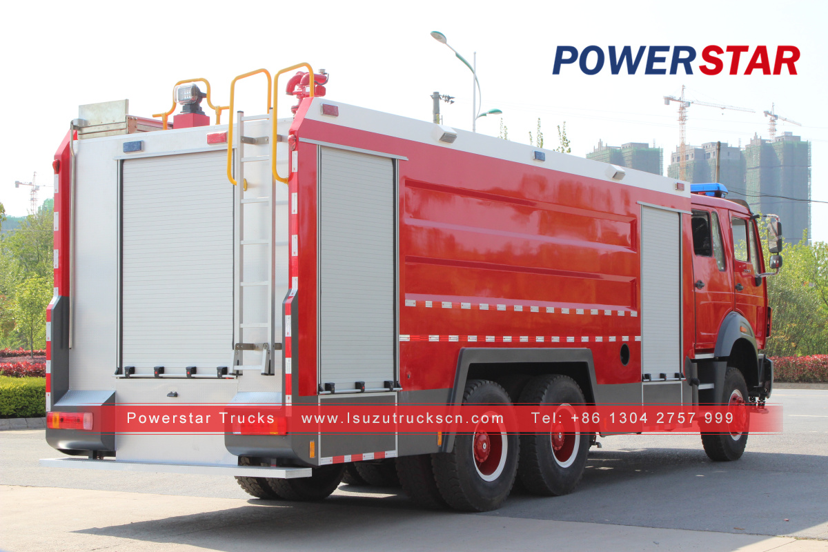 China 6x4 10000L-15000L Beiben water foam tank fire fighting truck exported to Uganda