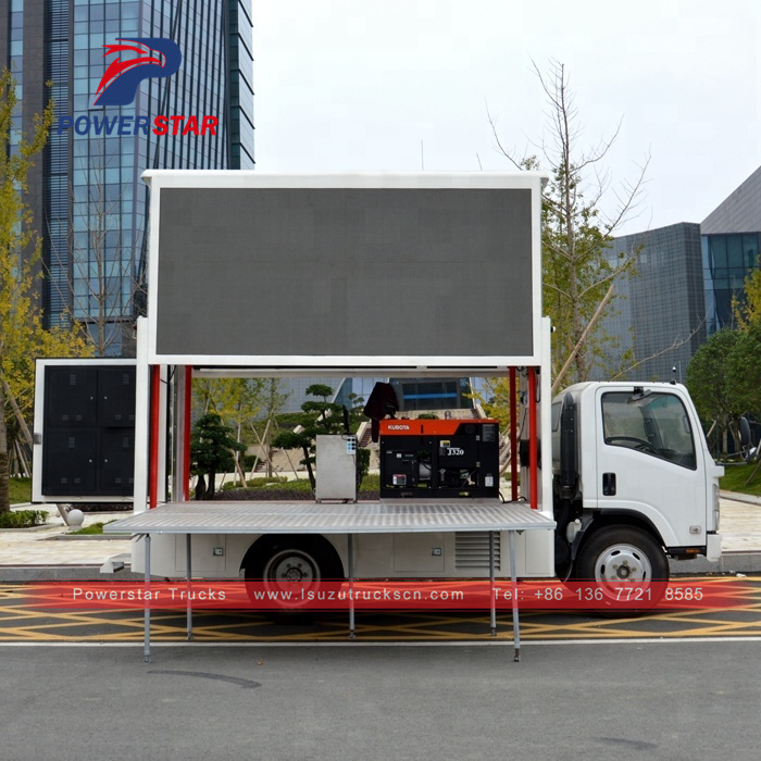 Isuzu brand Mobile Stage Truck & Outdoor LED Screen Hydraulic Truck for roadshow