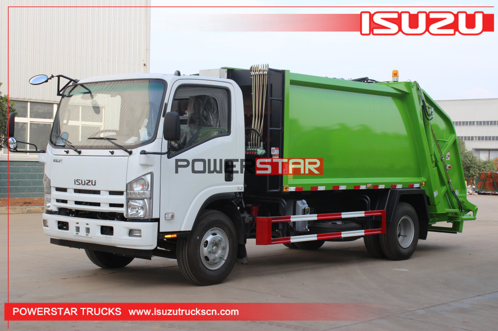 Nouveau camion de compacteur de déchets de chargeur arrière ISUZU ELF pour le Cap-Vert