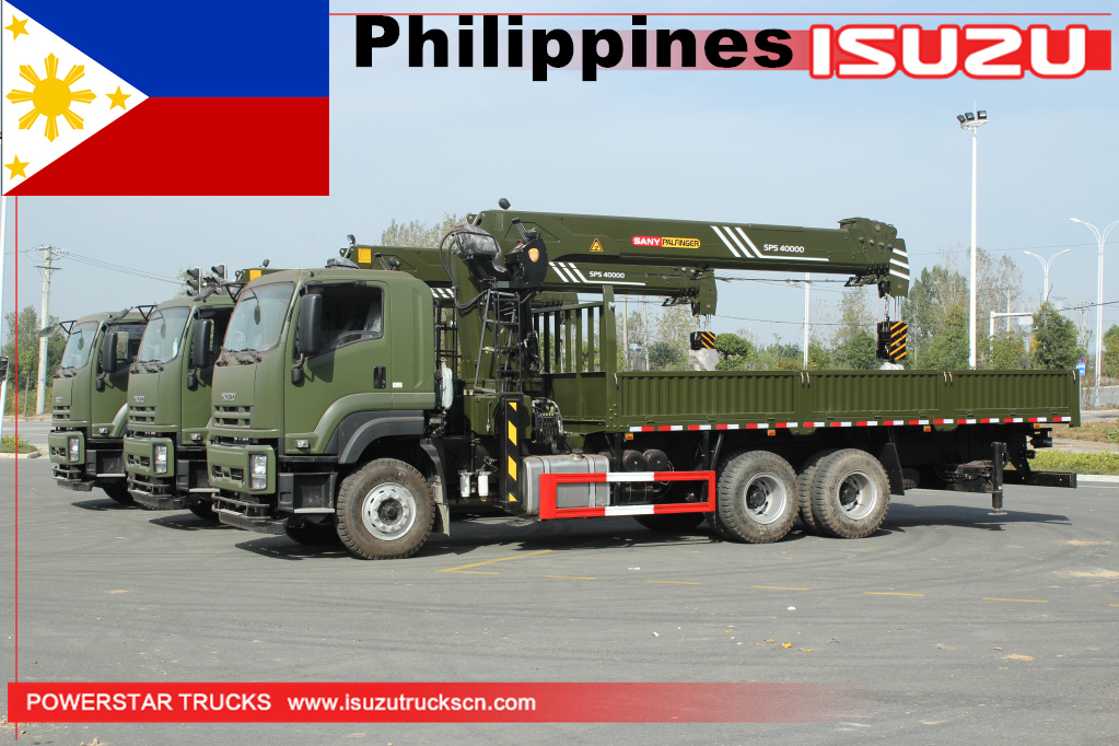 Camion-grue militaire ISUZU vc46 GIGA Cargo aux Philippines avec grue de chargement palfinger SPS40000