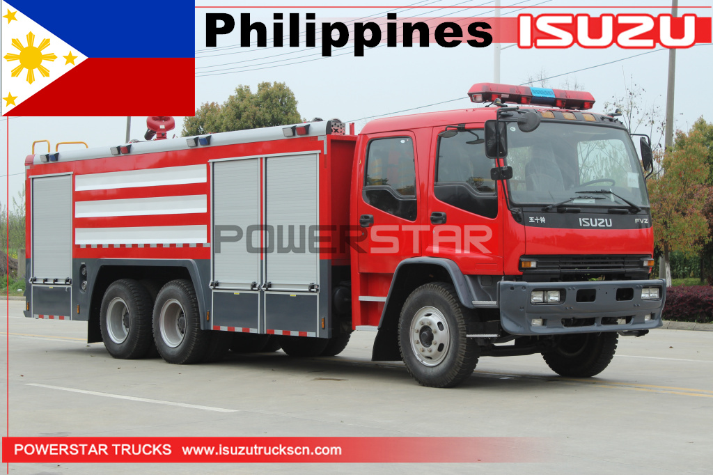 Philippines ISUZU FVZ 4X2 6X4 10000 litres de camion de lutte contre l'incendie de réservoir d'eau de mousse pour les ventes