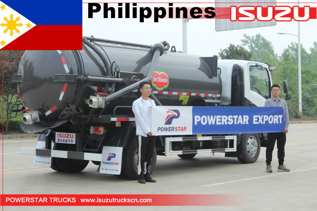 Camion-citerne d'aspiration des eaux usées sous vide aux Philippines ISUZU ELF 4x2 8M3