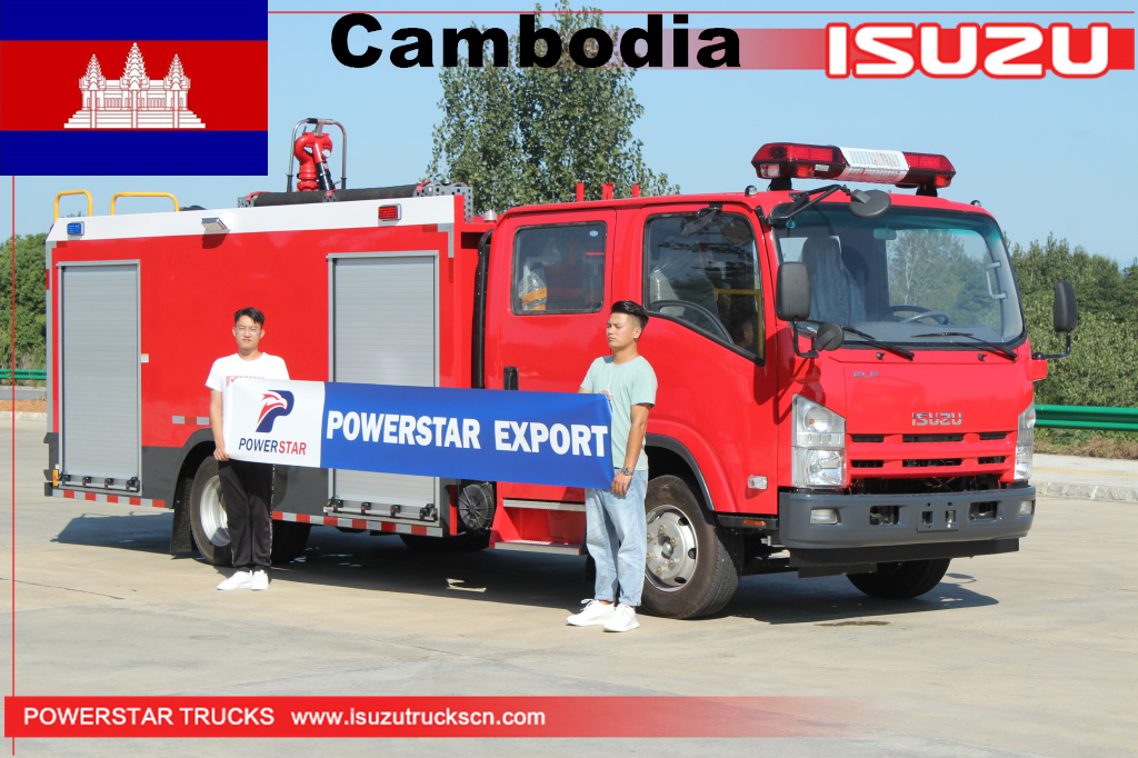 camion de pompiers d'équipement de lutte contre l'incendie de camion de pompiers de l'eau et de mousse d'ISUZU du cambodge