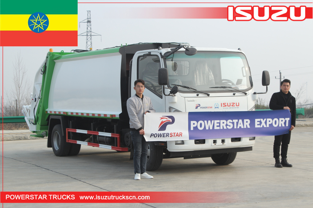 Éthiopie ISUZU chargeur arrière compacteur de déchets camions à ordures à vendre