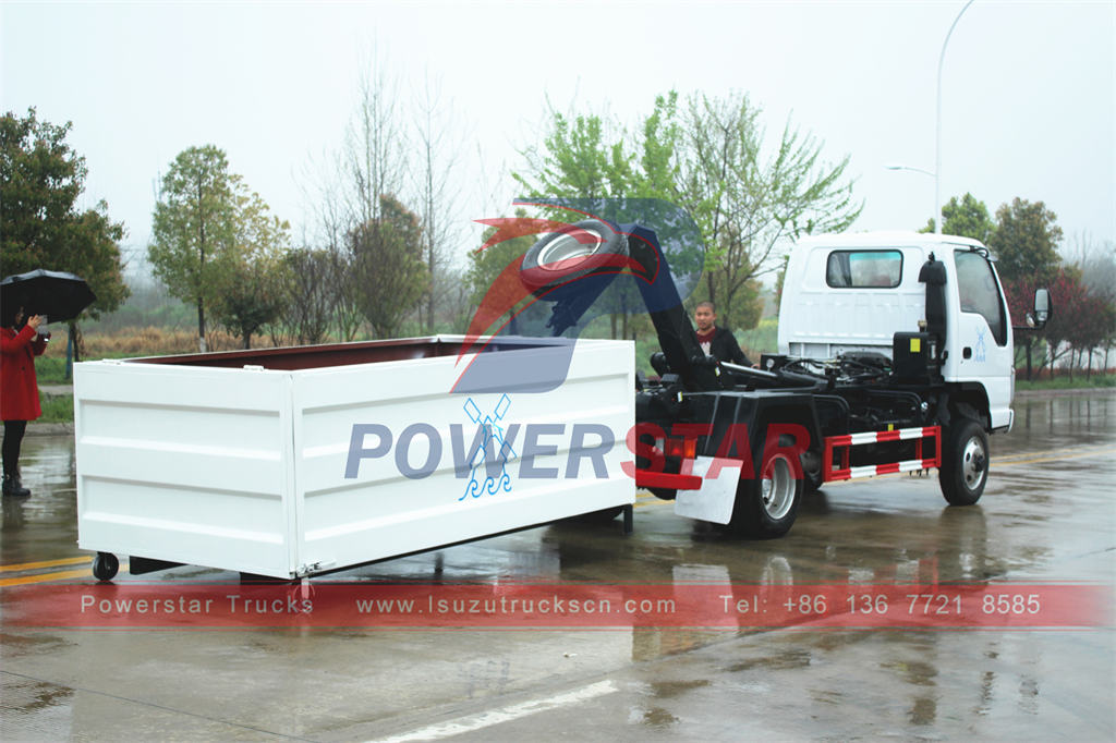 Customized ISUZU 4×4 hook lifting garbage truck for sale