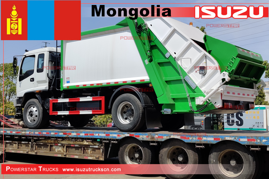 Camion compacteur de déchets Mongolie ISUZU FTR / FVR et camions-grues à flèche NPR
