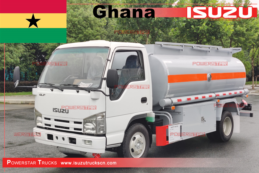 Ghana ISUZU NKR 5000 litres de carburant du réservoir de carburant du camion-citerne de carburant Bowser Camion-citerne à vendre