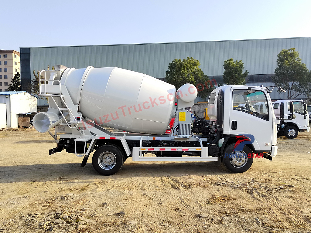 Camion mobile de mélangeur concret de ciment d'Isuzu NPR/700P/ELF 3cbm 4cbm