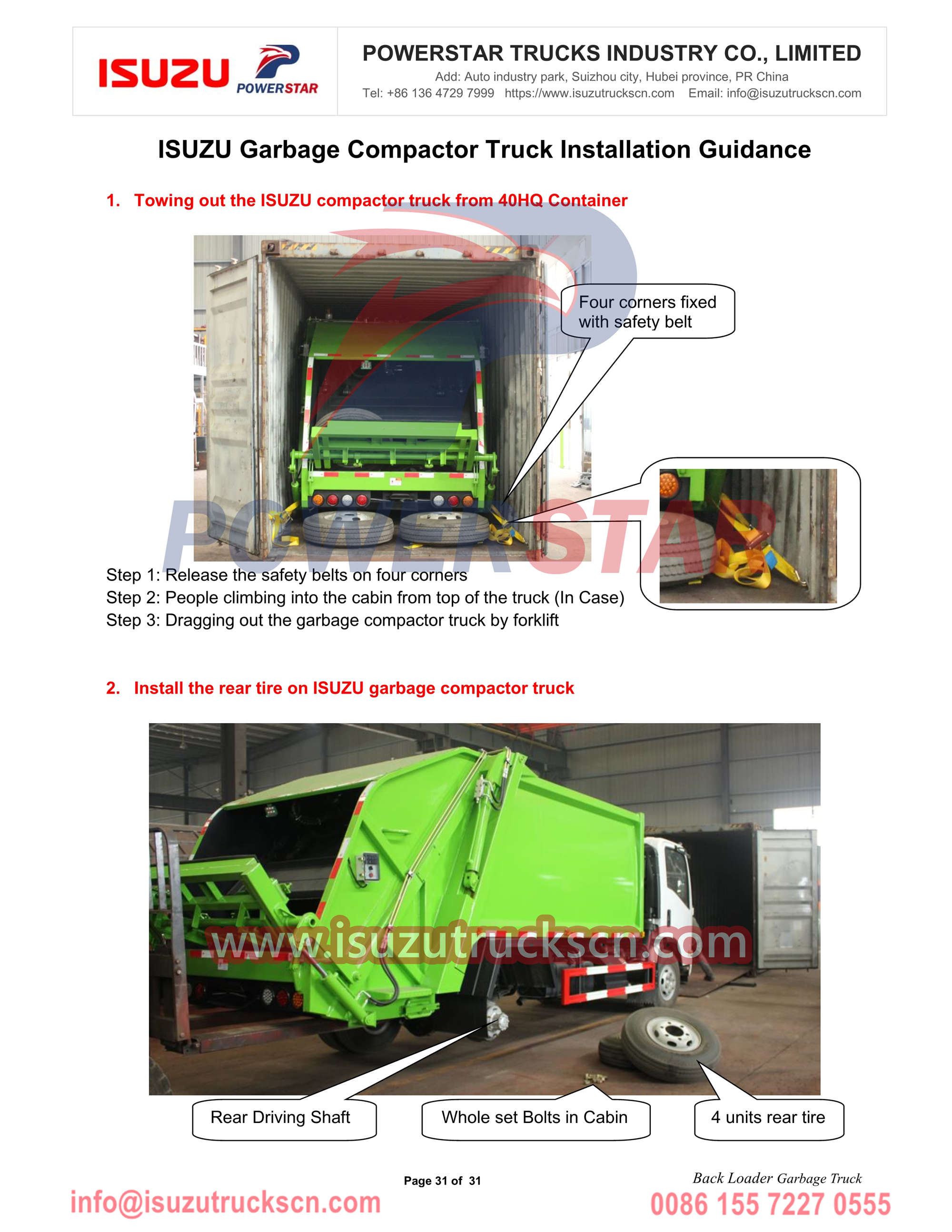 Exportation de camion compacteur de déchets ISUZU NPR 10cbm au Cap-Vert