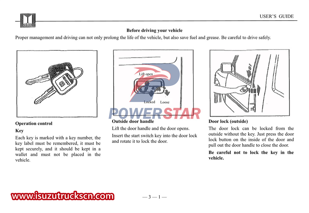 Manuel d'utilisation de la voiture légère Isuzu série UC