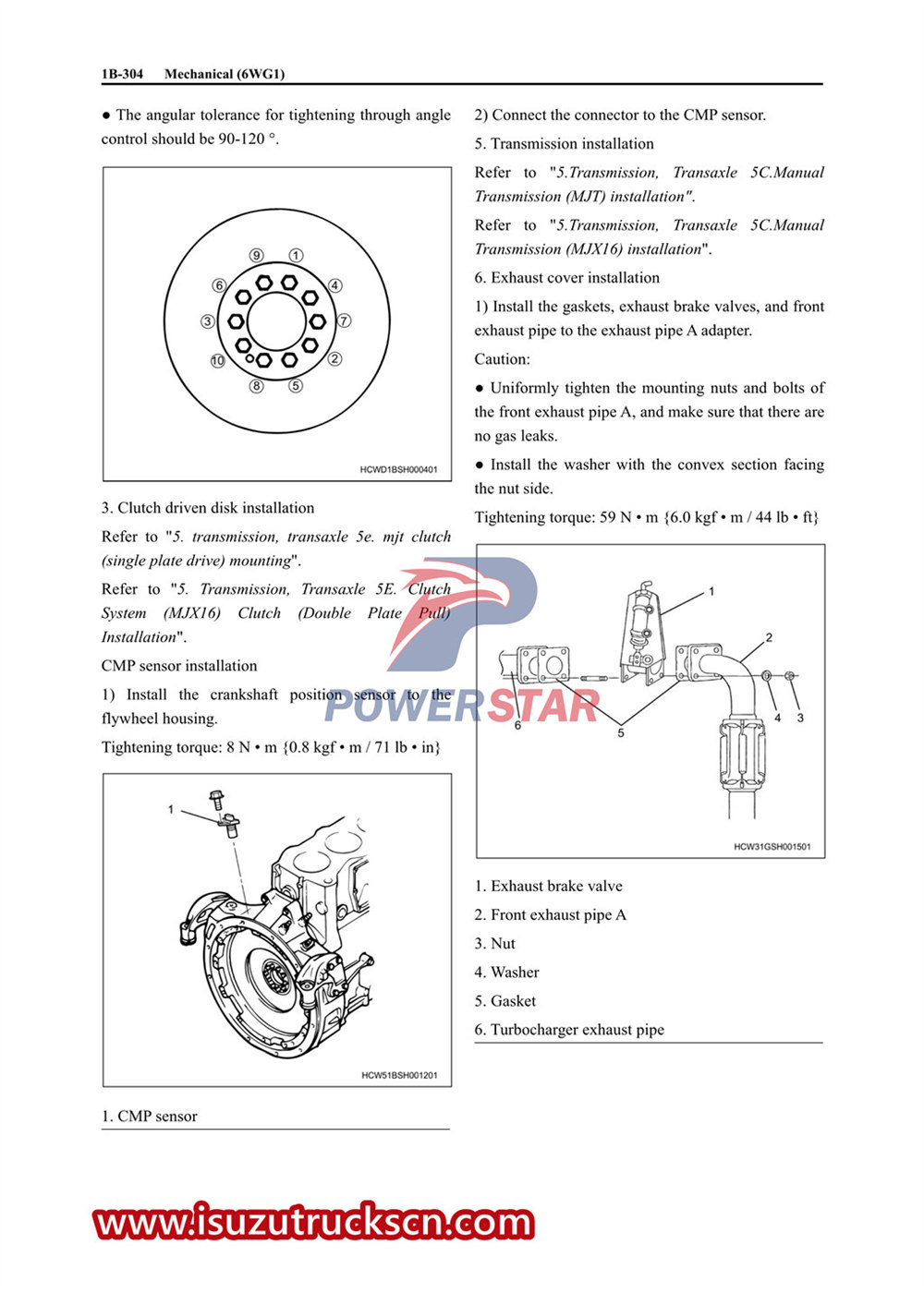 Manuel d'entretien du moteur Isuzu 6WG1.