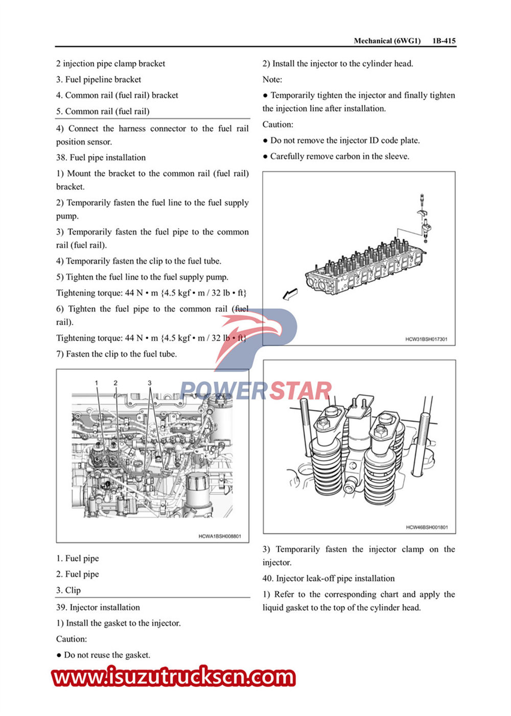 Manuel d'entretien du moteur Isuzu 6WG1.