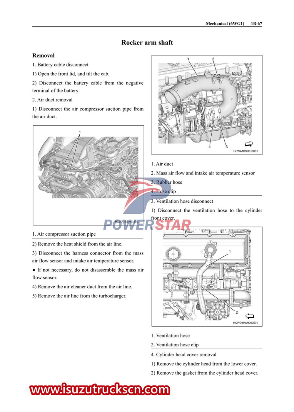 Manuel d'entretien du moteur Isuzu 6WG1.