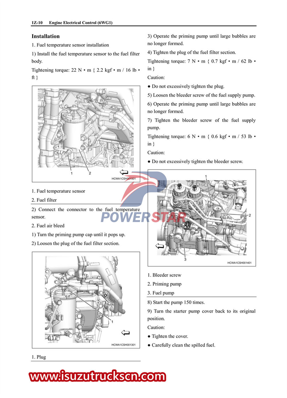 Manuel d'entretien du moteur Isuzu 6WG1.