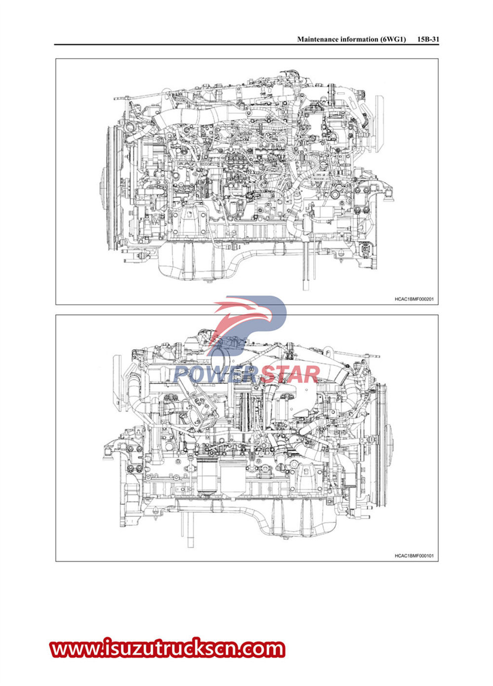 Manuel d'entretien du moteur Isuzu 6WG1.