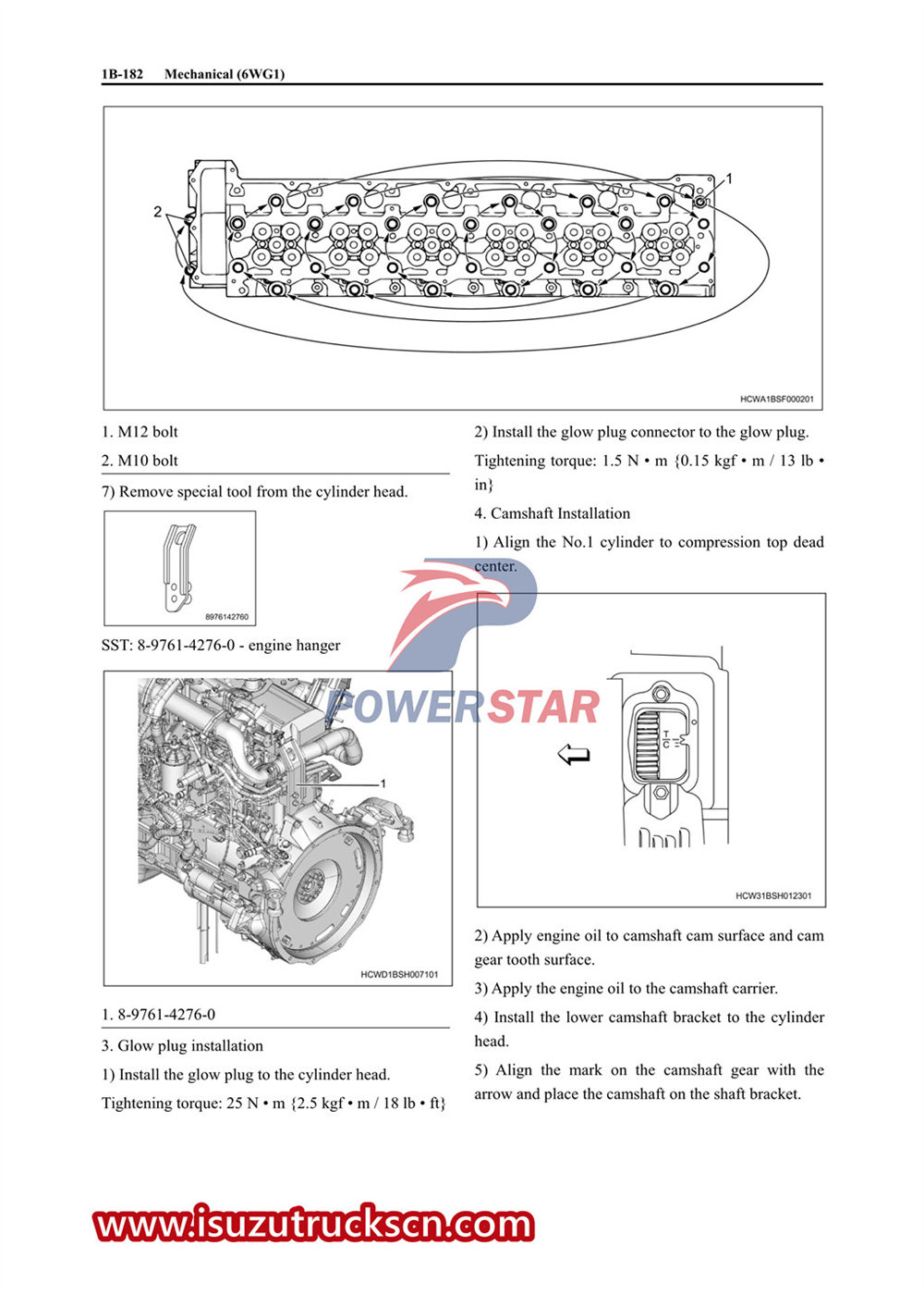 Manuel d'entretien du moteur Isuzu 6WG1.