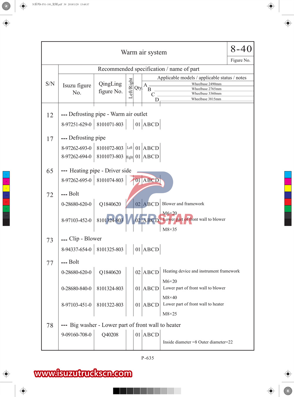 Catalogue de pièces commerciales Isuzu série N 2