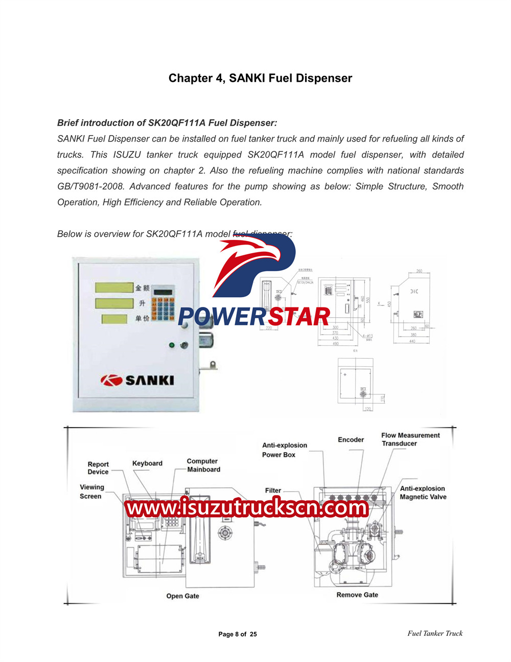 Manuel d'utilisation du camion-citerne de carburant Isuzu ELF 3CBM