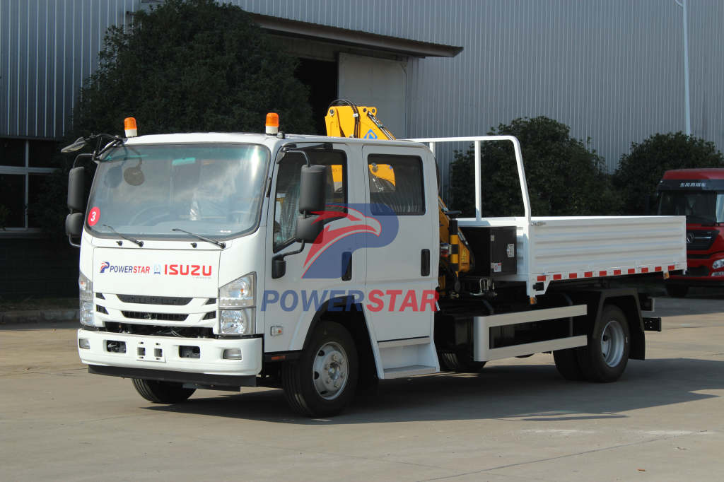 Kazakhstan Airport 15unit Isuzu NPR dump tipper truck with 2ton XCMG folding boom crane for sale