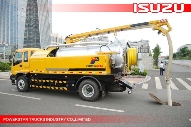 10wheesl Isuzu brand Combined Sewer Jetting Vacuum Trucks