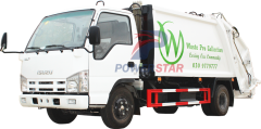 Camion de compacteur d’ordures hydraulique arrière Isuzu camion à ordures chargeuse