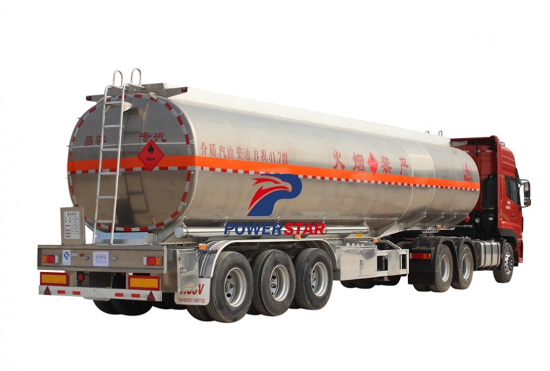 3 axle aluminum fuel tank semi trailer stainless steel oil tank semi trailer