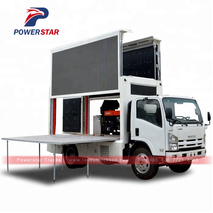 Japan ISUZU Double screen with P8 screen model mobile led truck With Aluminum floor