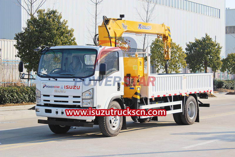 ISUZU NPR truck mounted 5tons boom crane export Djibouti