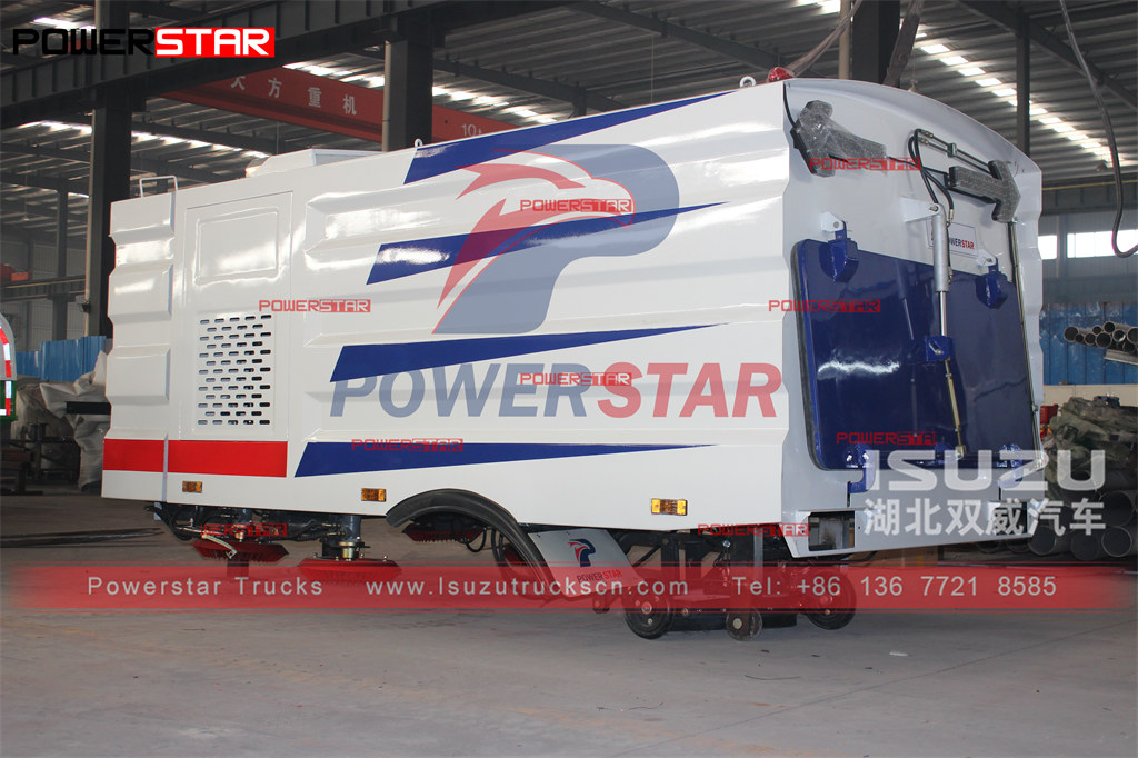 Kit de carrosserie de balayeuse de route POWERSTAR 5cbm exporté vers l'Arabie saoudite pour être monté sur un camion ISUZU NQR
