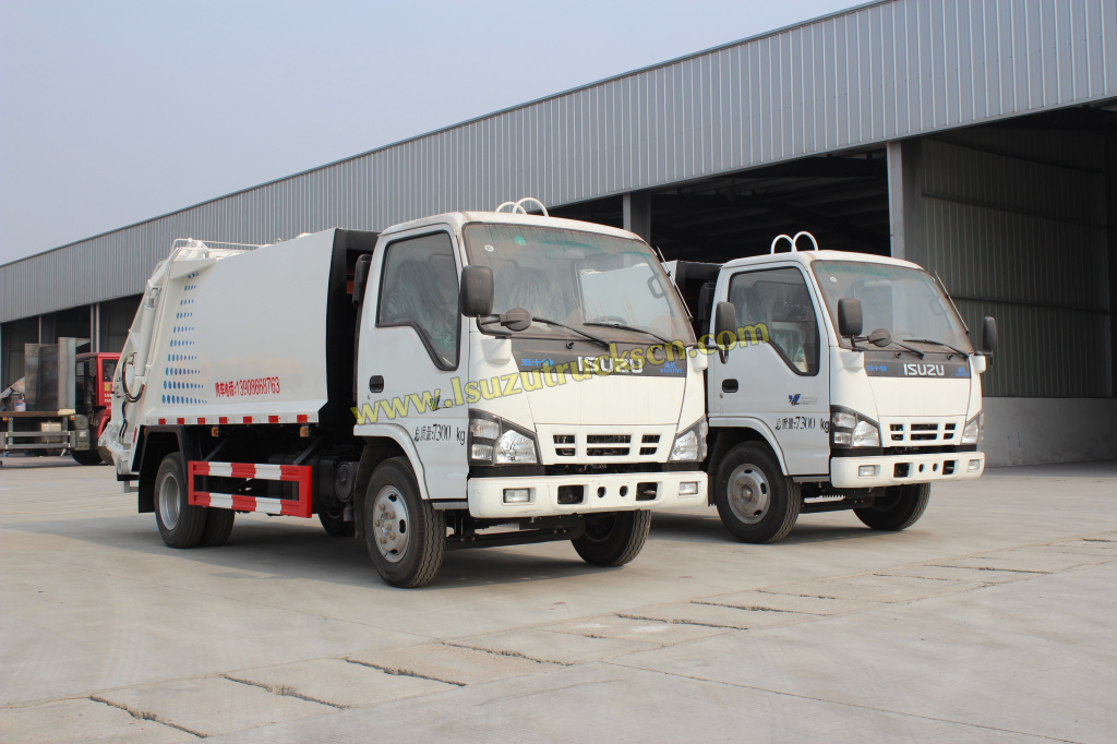 Ghana personnalisé fait 2 untis ISUZU 3ton 5cbm déchets compacteur camion