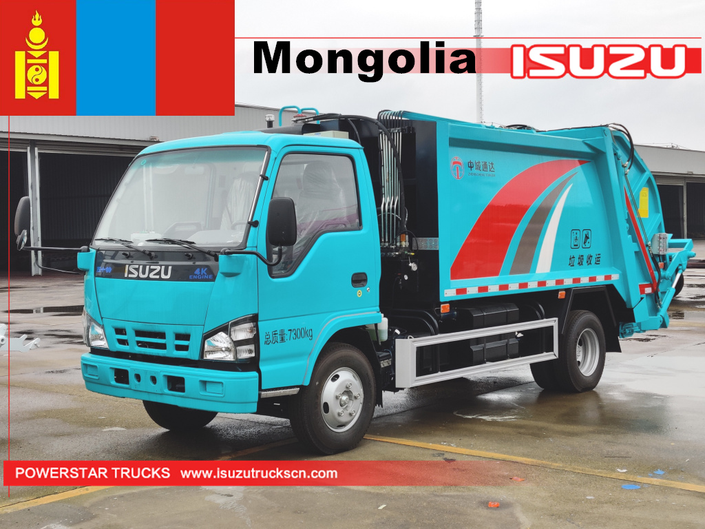 Mongolie - 1 unité ISUZU NKR 600P Camion compacteur de déchets à chargeur arrière
