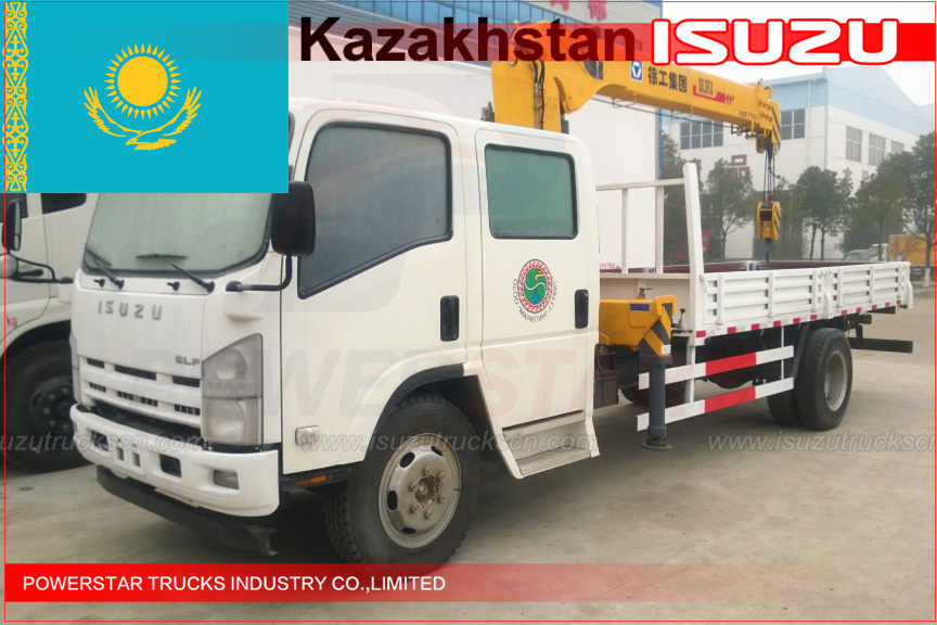 camion grue isuzu à cabine double pour le kazakhstan
