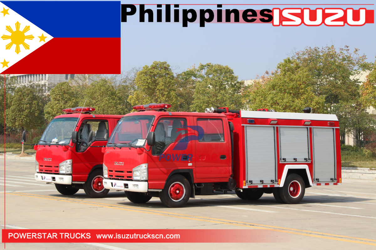 philippines - 2 unités isuzu eau mousse feu camion moteur